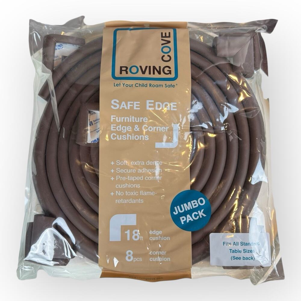 NEW Roving Cove 18 Ft Safe Edge And Corner Protectors for Baby Jumbo‎ Pack Brown